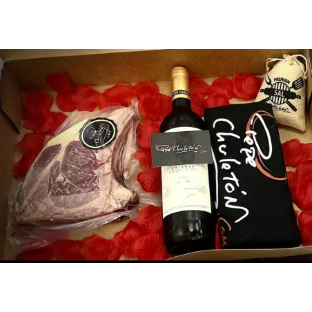 Lote gourmet con chuletón y vino Rioja para regalar | Pepechuleton